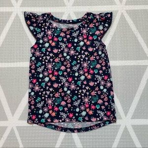 🧸Jumping Beans Floral Flutter Sleeve Tee